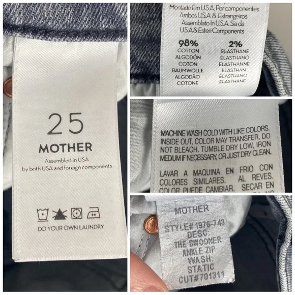 Mother The Swooner Ankle Zip In Static Size 25 - Picture 16 of 16